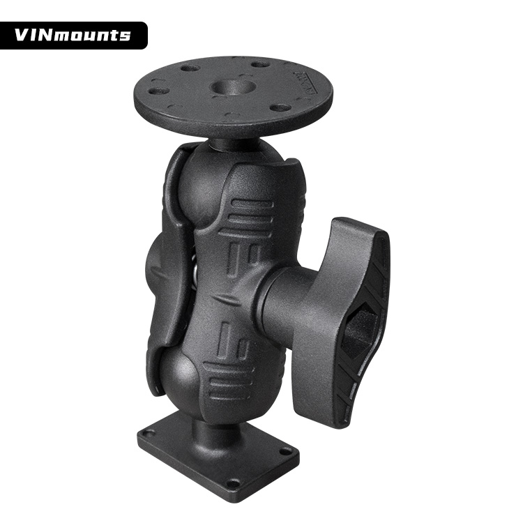 Fish Finder Mount - VINmounts 2.25インチヘビーデューティーフィッシュファインダーブラケット、D型アルミニウムベース（38.1*63.5mm）とラムマウント用ショートアーム付き