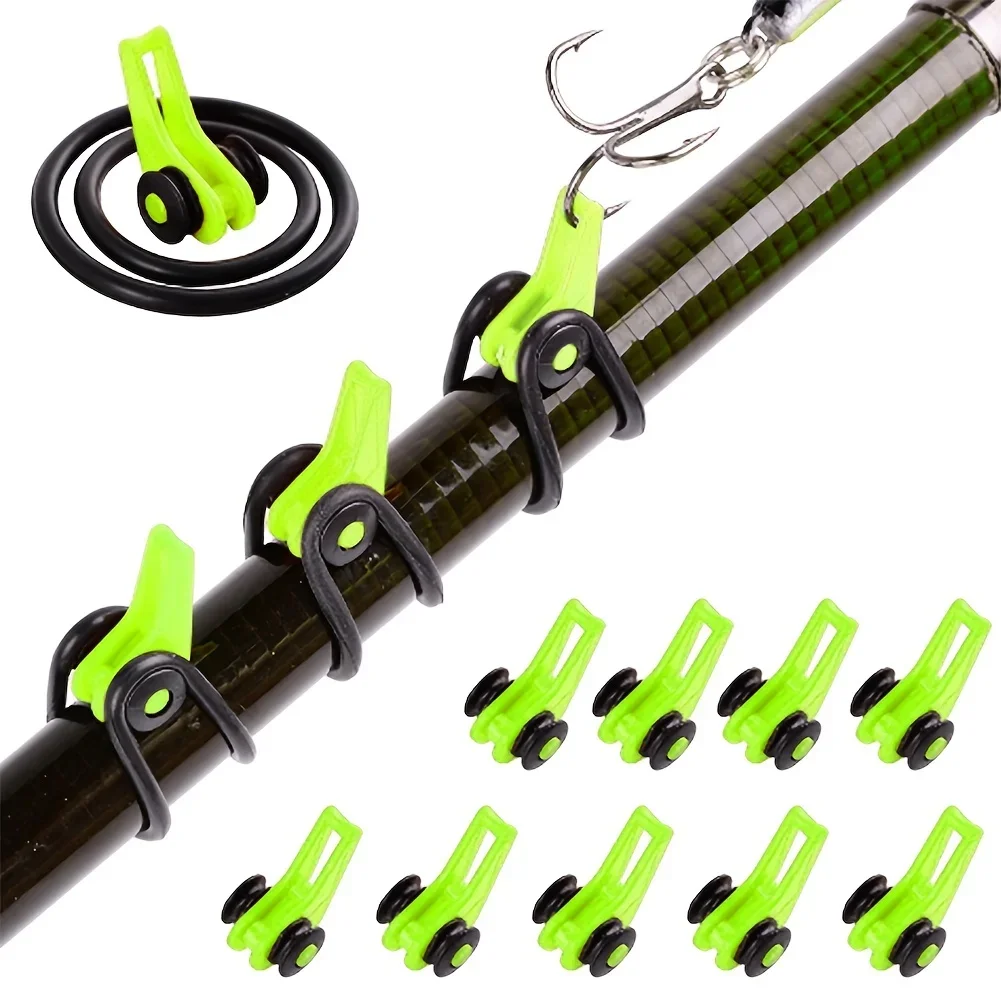 Fishing Depth Finder - 10 ピース/ロット釣り竿ポールフックキーパー - 安全で簡単な釣りのための安全なシリコンリング ISO ホールドベイトルアーとジグ