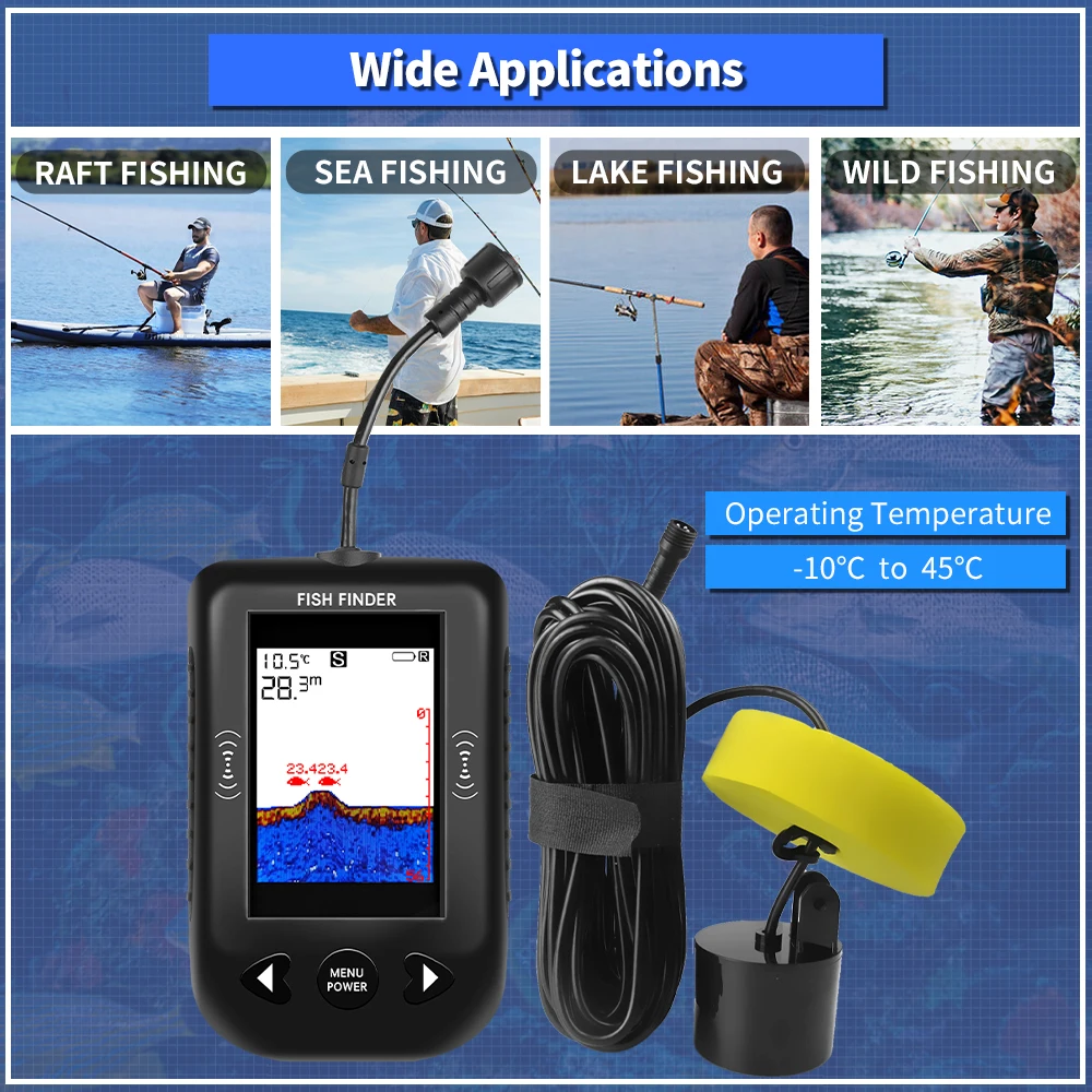 エルチャンXF03魚群探知機45度100Mポータブルソナー釣 - Fish Finder Cable のレビューと価格